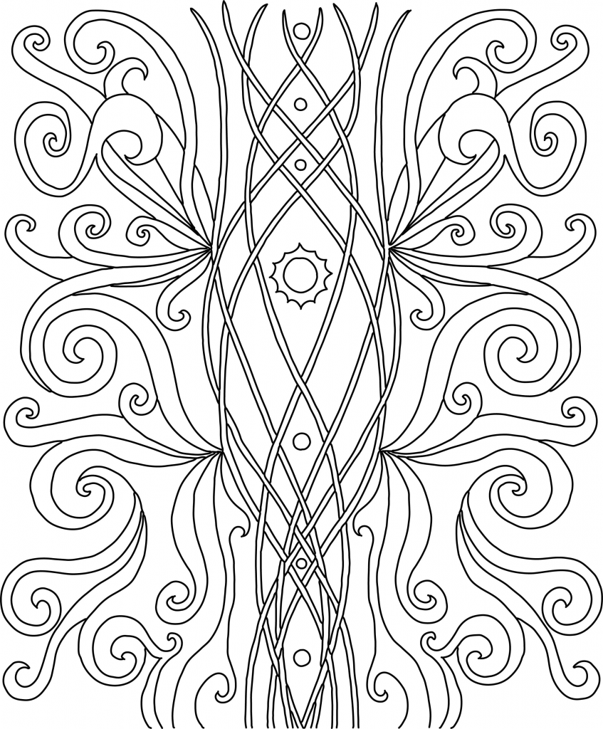 black and white coloring book page with energy waves and energy centers